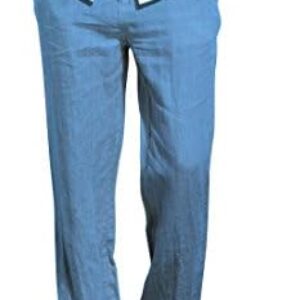Manwan walk Men’s Casual Beach Trousers Elastic Loose Fit Lightweight Linen Summer Pants K70