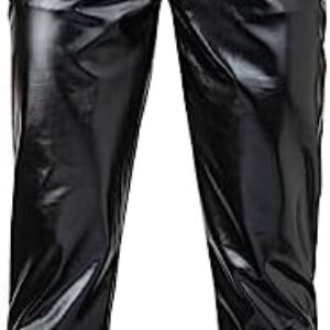 EPOEW Mens Leather Pants Nightclub Metallic Shiny Jeans Party Dance Disco Straight Gold Leg Trousers