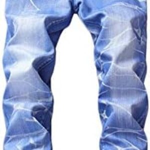 Andongnywell Men’s Moto Biker Skinny Fit Denim Pants Zip-up Stretch Slim Fit Straight Jeans Trousers