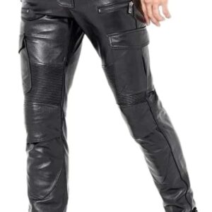 Cowboy Western Traditional Native American Leather Pants for Men Casual Classic Breeches Fashion Pant Men’s Black Classic