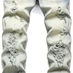 Liuhond Skinny Slim Fashion Men’s Ripped Straight Holes Hip Hop Biker Stretchy Jeans