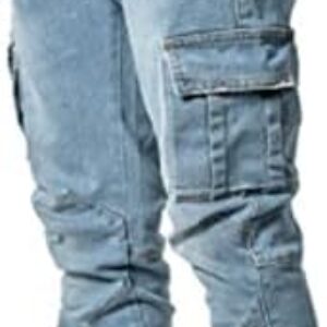 HUNGSON Men’s Slim Fit Stretch Jeans Ripped Skinny Jeans for Men, Distressed Straight Leg Fashion Comfort Flex Waist Pants