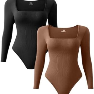 SNKSDGM Bodysuit for Women Tummy Control Shapewear Casual Cami Body Shaper Mock Turtle Neck Butt Lifter Pants