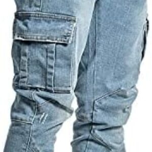 Trendy and Comfortable Men’s Jogger Jeans – Slim Fit, Pencil Style with Side Pockets and Angled Cargo Trousers