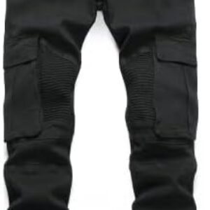 Ginsiom Biker Jeans for Men,Men’s Straight Leg Slim Fit Distressed Destroyed Stretch Motorcycle Denim Pants