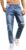 LONGBIDA Men’s Regular Fit Ripped Jeans Relax Fit Denim Pants with Holes