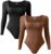 SNKSDGM Bodysuit for Women Tummy Control Shapewear Casual Cami Body Shaper Mock Turtle Neck Butt Lifter Pants