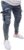 HGOOGY Mens Jeans Slim Fit Ripped Denim Pants with Multi-Pockets Fashion Casual Solid Denim Cotton Trousers